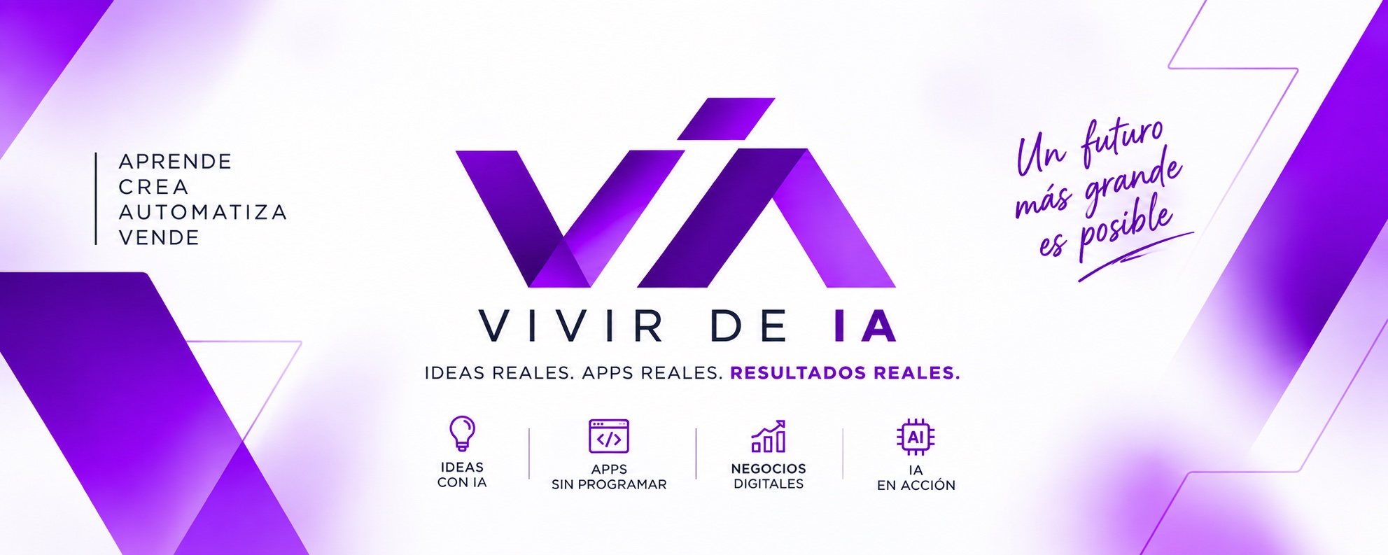 Vivir de IA. Ideas reales, apps reales, resultados reales. Aprende, crea, automatiza, vende.